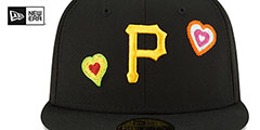 Pirates CHAIN STITCH HEARTS Black Fitted Hat by New Era - 3rd View