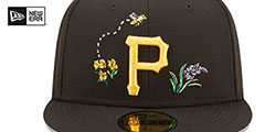 Pirates FLORAL WATERCOLORS Black Fitted Hat by New Era - 3rd View