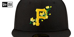 Pirates LOGO BLOOM SIDE-PATCH Black-Yellow Fitted Hat by New Era - 3rd View