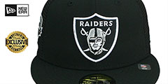 Raiders 50TH MESH-BACK SIDE-PATCH Black-Black Fitted Hat by New Era - 3rd View