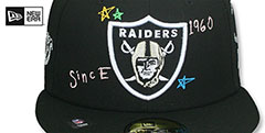 Raiders ALL-OVER SCRIBBLE Black Fitted Hat by New Era - 3rd View