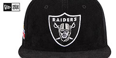 Raiders OLD SCHOOL CORDUROY SIDE-PATCH Black Fitted Hat by New Era - 3rd View