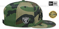 Raiders SCRIPT TEAM-BASIC SNAPBACK Army Camo Hat by New Era - 3rd View