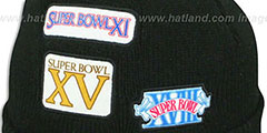 Raiders SUPER BOWL PATCHES Black Knit Beanie Hat by New Era - 3rd View