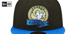 Rams 2022 SALUTE-TO-SERVICE SNAPBACK Black-Royal Hat by New Era - 3rd View