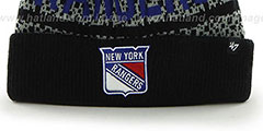 Rangers BEDROCK Black-Grey Knit Beanie Hat by Twins 47 Brand - 3rd View