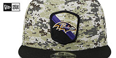 Ravens 2023 SALUTE-TO-SERVICE SNAPBACK Camo-Black Hat by New Era - 3rd View