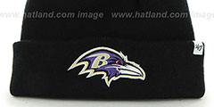 Ravens POMPOM CUFF Black Knit Beanie Hat by Twins 47 Brand - 3rd View