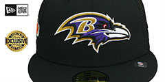 Ravens SB XXXV MESH-BACK SIDE-PATCH Black-Black Fitted Hat by New Era - 3rd View