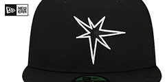 Rays BATTING PRACTICE TRUCKER Black-White Fitted Hat by New Era - 3rd View