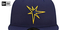 Rays BATTING PRACTICE TRUCKER Navy Fitted Hat by New Era - 3rd View