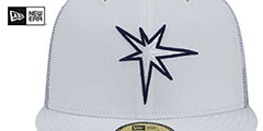 Rays BATTING PRACTICE TRUCKER White Fitted Hat by New Era - 3rd View