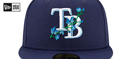 Rays LOGO BLOOM SIDE-PATCH Navy-Sky Fitted Hat by New Era - 3rd View