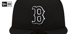 Red Sox BATTING PRACTICE TRUCKER Black-White Fitted Hat by New Era - 3rd View