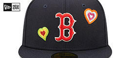 Red Sox CHAIN STITCH HEARTS Navy Fitted Hat by New Era - 3rd View