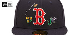 Red Sox FLORAL WATERCOLORS Navy Fitted Hat by New Era - 3rd View