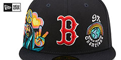 Red Sox GROOVY Navy Fitted Hat by New Era - 3rd View