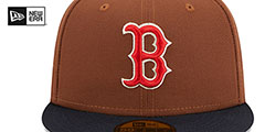 Red Sox HARVEST SIDE-PATCH Brown-Navy Fitted Hat by New Era - 3rd View