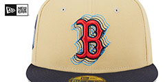 Red Sox ILLUSION SIDE-PATCH Gold-Navy Fitted Hat by New Era - 3rd View