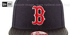 Red Sox LEATHER-RIP SNAPBACK Navy-Black Hat by New Era - 3rd View