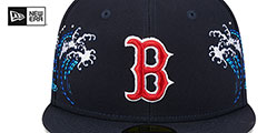 Red Sox TONAL WAVE Navy Fitted Hat by New Era - 3rd View