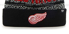 Red Wings BEDROCK Black-Grey Knit Beanie Hat by Twins 47 Brand - 3rd View