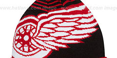 Red Wings LOGO WHIZ Black-Red Knit Beanie Hat by New Era - 3rd View