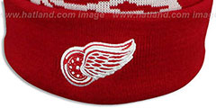 Red Wings NHL-BIGGIE Red Knit Beanie Hat by New Era - 3rd View