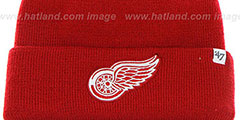 Red Wings POMPOM CUFF Red Knit Beanie Hat by Twins 47 Brand - 3rd View