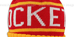 Rockets HIGH-5 CIRCLE BEANIE Red-Gold by Mitchell and Ness - 3rd View