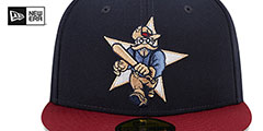 RoughRiders MILB MARVEL DEFENDERS Navy-Burgundy Fitted Hat by New Era - 3rd View