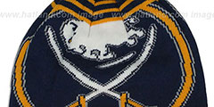 Sabres LOGO WHIZ Navy-Gold Knit Beanie Hat by New Era - 3rd View