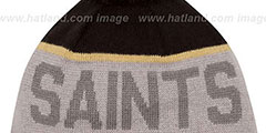 Saints 2015 STADIUM Grey-Black Knit Beanie Hat by New Era - 3rd View