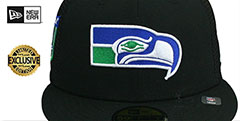 Seahawks 30TH MESH-BACK SIDE-PATCH Black-Black Fitted Hat by New Era - 3rd View