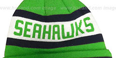 Seahawks ALT JAKE-3 Lime Knit Beanie Hat by New Era - 3rd View