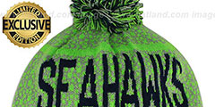 Seahawks BEDROCK Lime-Lime Knit Beanie Hat by Twins 47 Brand - 3rd View