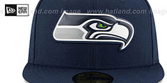 Seahawks BEVEL Navy Fitted Hat by New Era - 3rd View