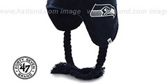 Seahawks CRANBROOK Navy Knit Beanie Hat by Twins 47 Brand - 3rd View