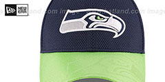 Seahawks STADIUM TRAINING FLEX Navy-Lime Hat by New Era - 3rd View