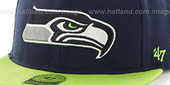 Seahawks SUPER-SHOT STRAPBACK Navy-Lime Hat by Twins 47 Brand - 3rd View