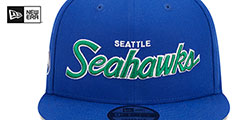 Seahawks THROWBACK TEAM-SCRIPT SNAPBACK Royal Hat by New Era - 3rd View