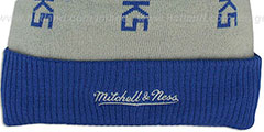 Seahawks VERTICAL WORD BEANIE Grey-Royal by Mitchell and Ness - 3rd View