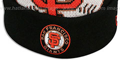 SF Giants MLB-BIGGIE Black Knit Beanie Hat by New Era - 3rd View