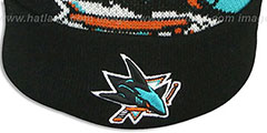 Sharks NHL-BIGGIE Black Knit Beanie Hat by New Era - 3rd View