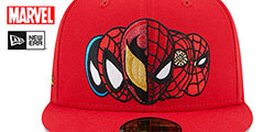 Spiderman SPIDERVERSE FACES Red Fitted Hat by New Era - 3rd View