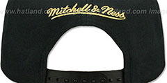 Spurs LIQUID METALLIC SCRIPT SNAPBACK Black-Gold Hat by Mitchell and Ness - 3rd View