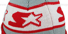 Starter S-STAR CLASSIC BOBBLE Grey-Red Knit Beanie Hat - 3rd View