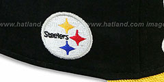 Steelers BALLISTIC SCRIPT A-FRAME STRAPBACK Black-Gold Hat by New Era - 3rd View