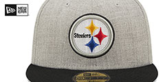 Steelers EST HEATHER SIDE-PATCH Grey-Black Fitted Hat by New Era - 3rd View