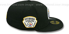 Steelers SIDE TEAM-PATCH Black Fitted Hat by New Era - 3rd View